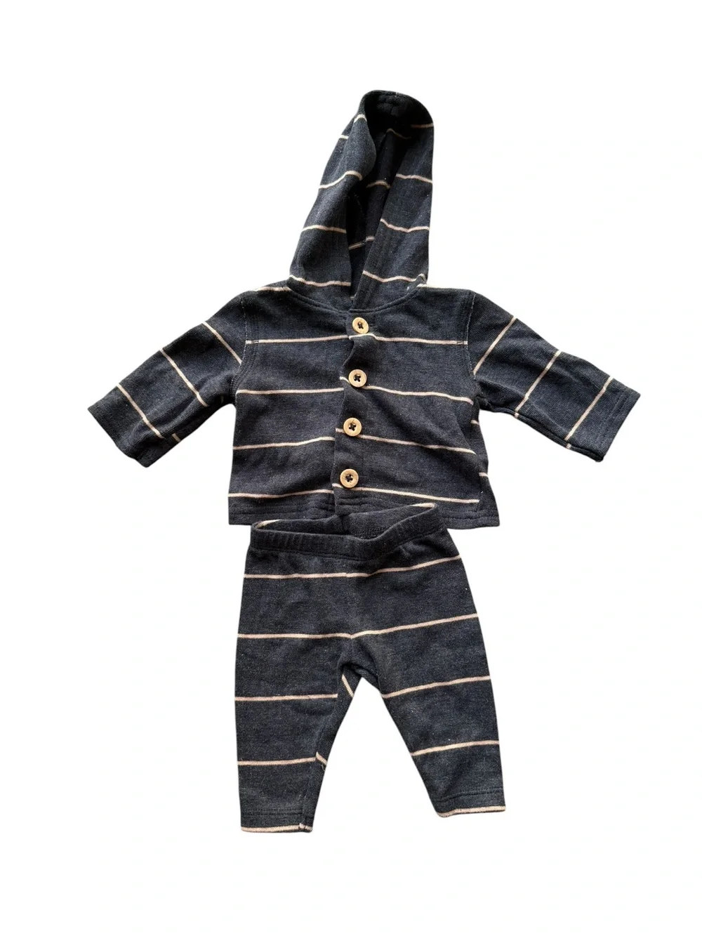 Carter's Navy and Cream Striped Hooded Top & Pants Set